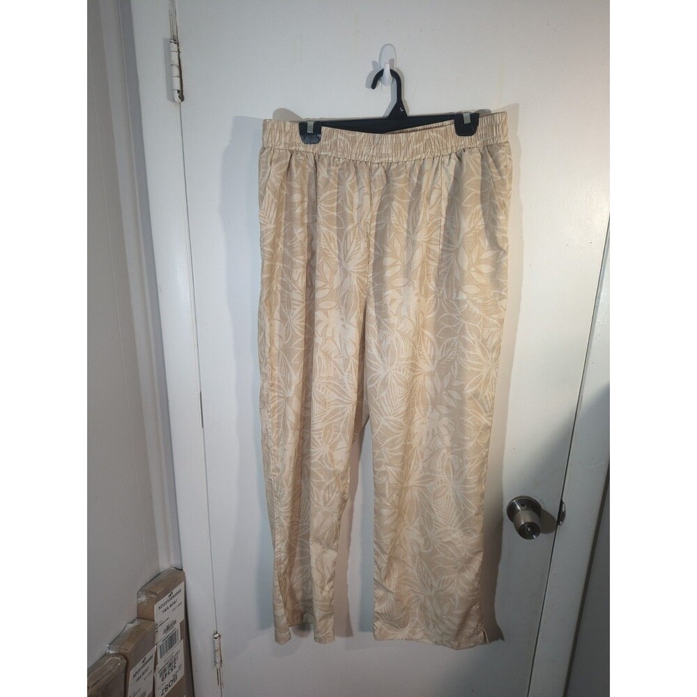 RipSkirt Hawaii Beachcomber Pant Aloha Sand Tan Tropical Leaf Print Pockets XXL